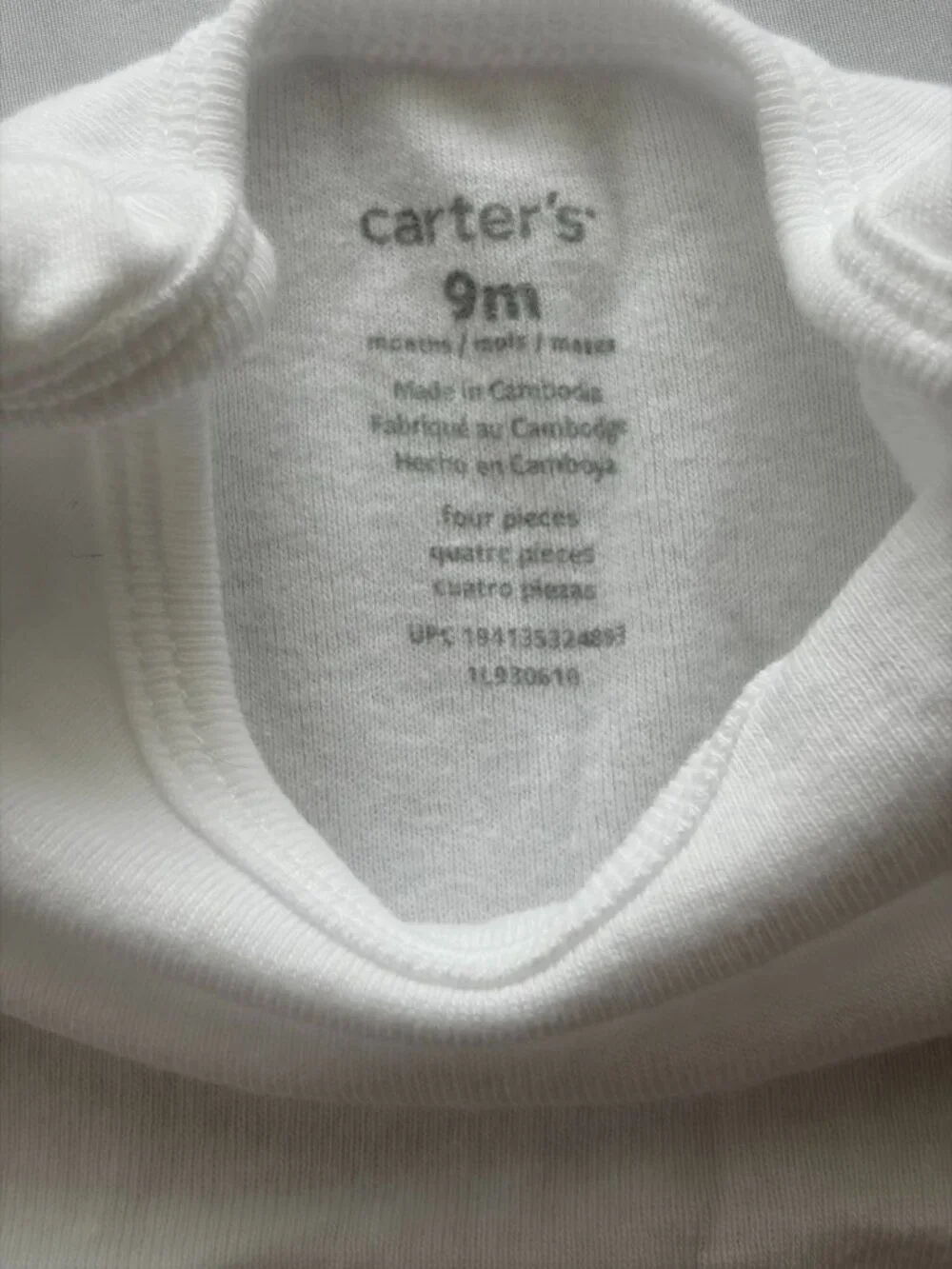Carter's Baby Bodysuit Tee Set 9 Months Dinosaur White Basics Lot of 6 Infant